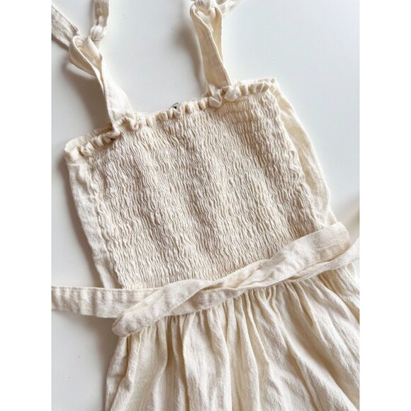 Vintage Girl's Ivory Floral Emrbroidered Cotton Gauze Peasant Dress, Size 2 - Picture 5 of 9